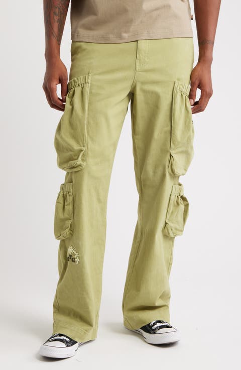 Wide Leg Cotton Twill Cargo Pants