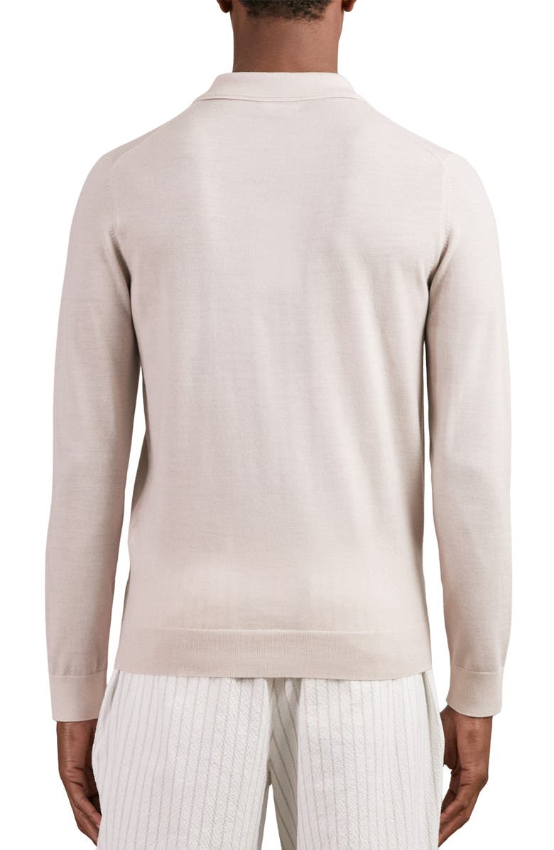 Reiss Trafford Long Sleeve Merino Wool Polo Sweater, Alternate, color, Beige