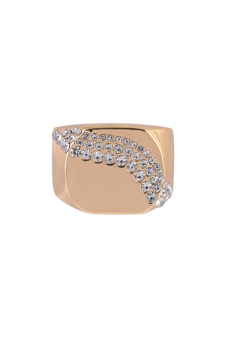 Crystal Geometric Signet Ring, Alternate, color, GOLD