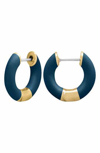 ES JEWELRY Tubular Enamel Hoop Earrings