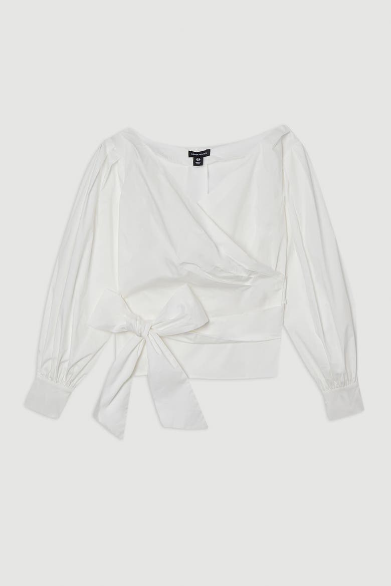 Woven Wrap Detail Blouse, Alternate, color, White