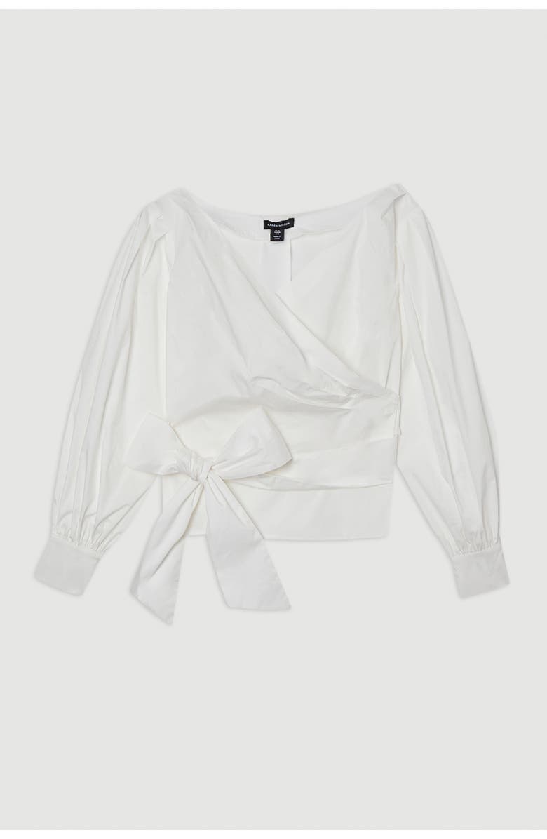 Karen Millen Woven Wrap Detail Blouse, Alternate, color, White