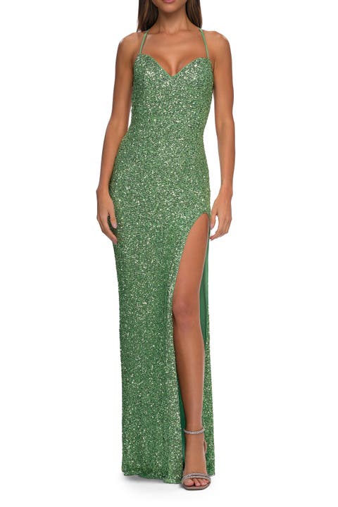 Stretch Sequin Dress with Open Back