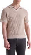 Bugatchi Johnny Collar Basket Stitch Cotton Blend Polo Sweater