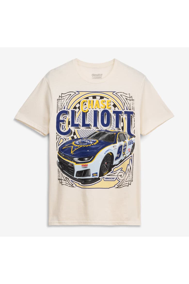 Men's Classic Ink Cream Chase Elliott #9 Kelley Blue Book 2026 T-Shirt, Alternate, color, Cream