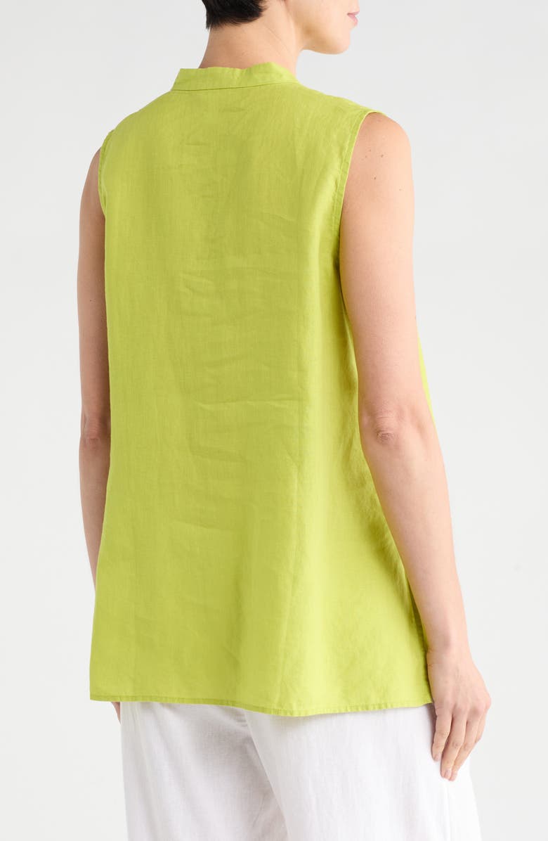 Eileen Fisher Sleeveless Organic Linen Button-Up Shirt, Alternate, color, Chartreuse