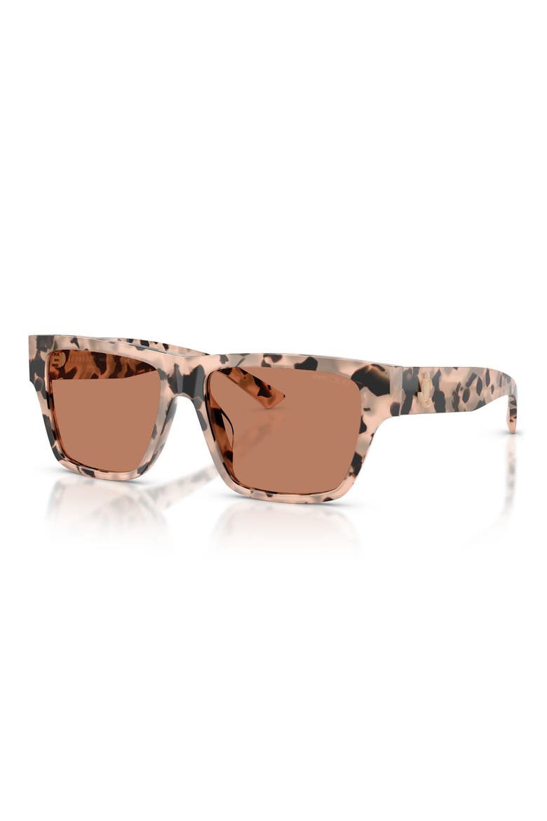 54mm Rectangular Sunglasses, Alternate, color, PINK HAVANA / DARK BROWN