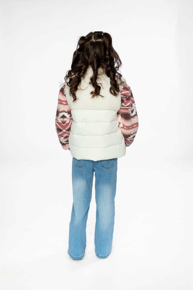 Sleeveless Mid-Season Fleece Quilted High Collar Vest, Alternate, color, Off-White