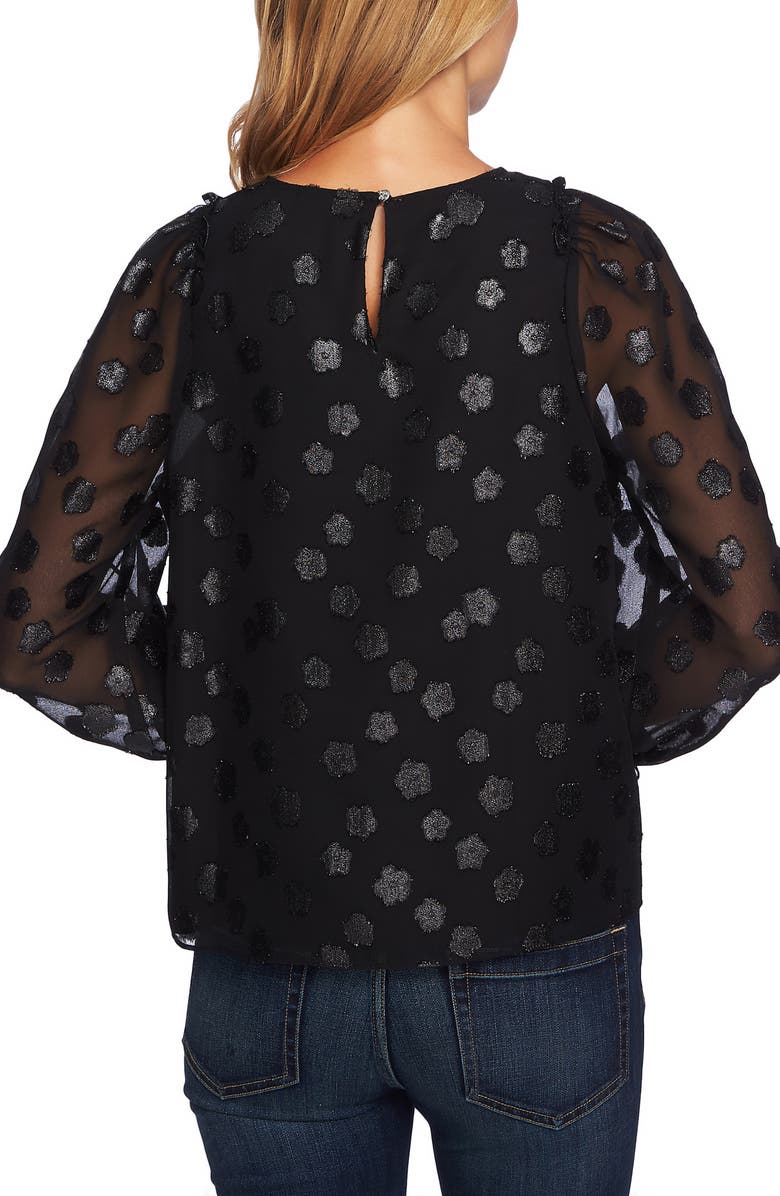 CeCe Floral Jacquard Ruffle Blouse, Alternate, color,