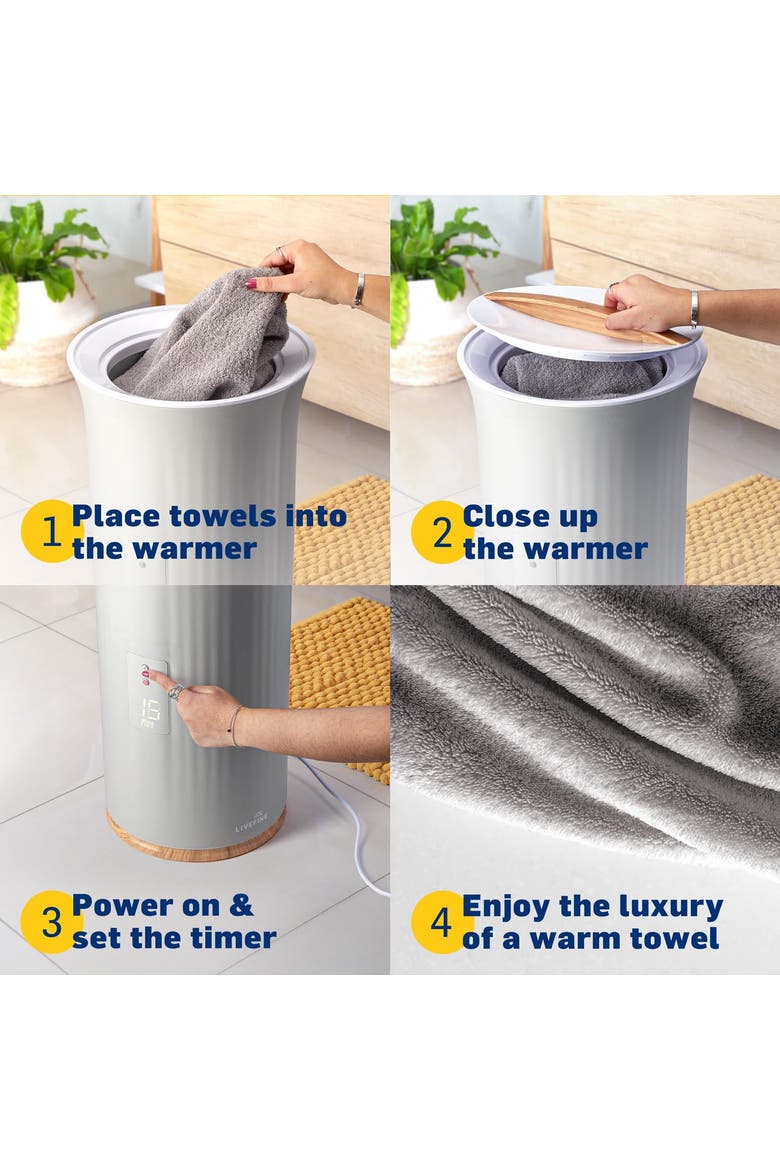 Large Bucket Style Towel Warmer - Gray, Alternate, color, Grey
