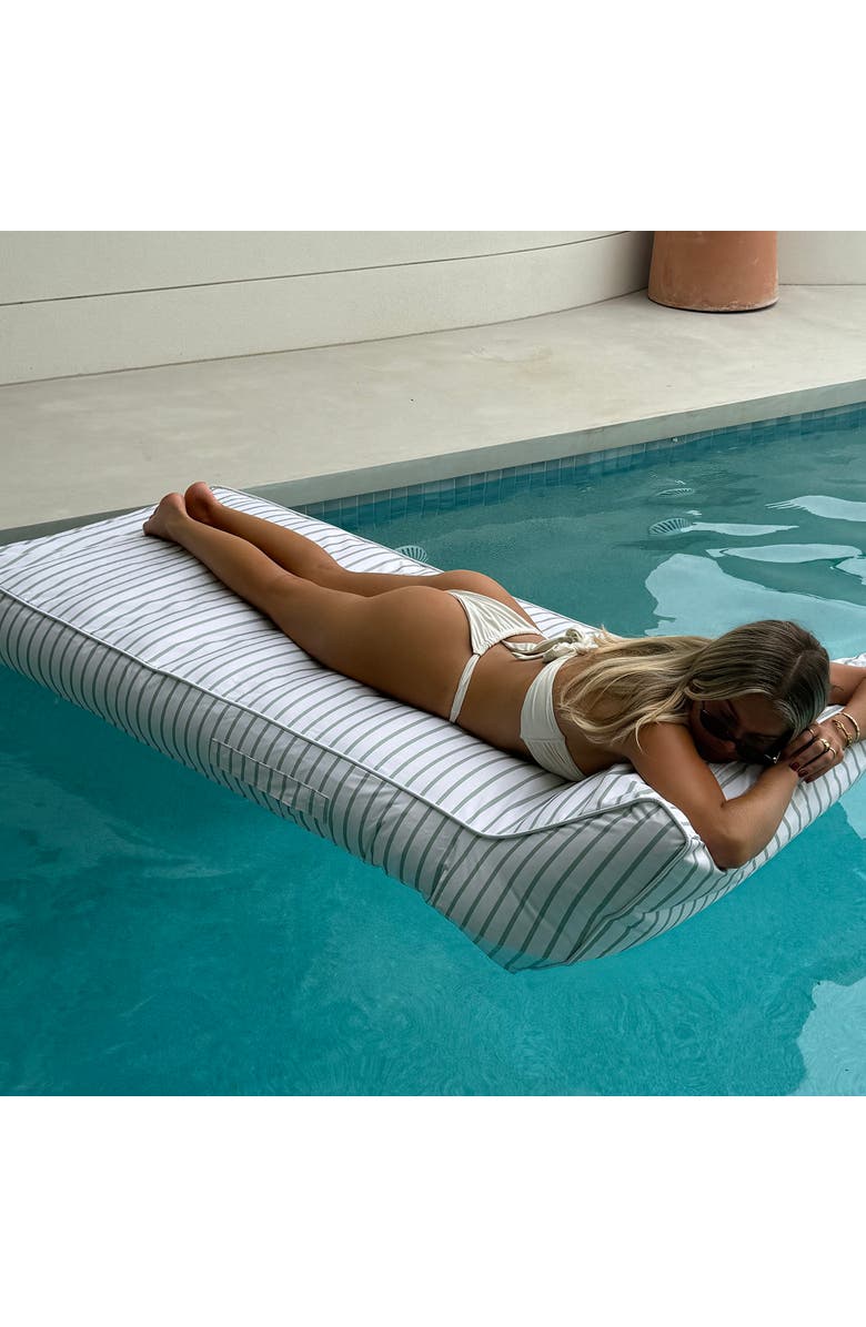 Sunnylife Luxe Lieon Lounger La Palma Sage Stripe Inflatable Pool Float, Alternate, color, 