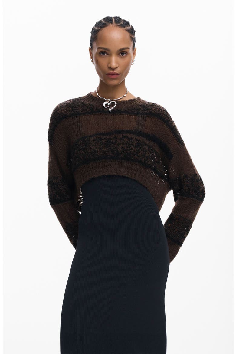 Crop Sweater & Sleeveless Midi Dress, Alternate, color, BLACK