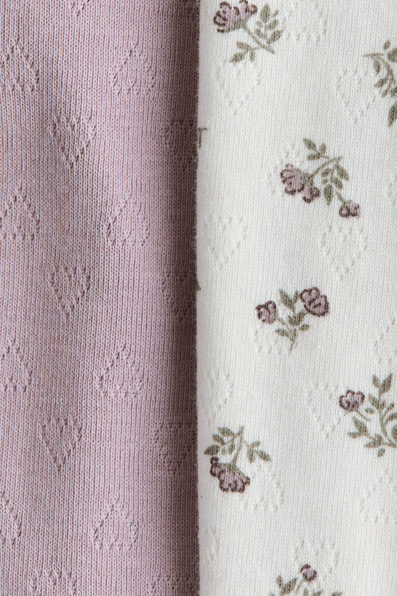 2-pack Pointelle Cotton Bodysuits, Alternate, color, Dusty purple/floral