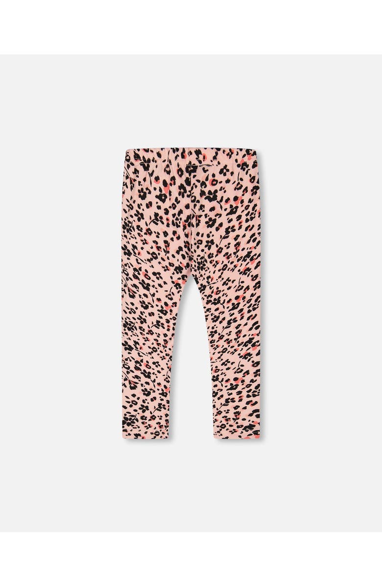 Deux par Deux Little Girl's Leggings Pink Printed Leopard Flowers, Alternate, color,