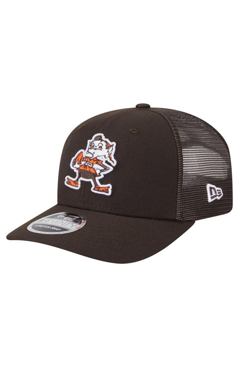 New Era Men's New Era Brown Cleveland Browns Main Trucker 9SEVENTY Stretch-Snap Hat, Main, color, 