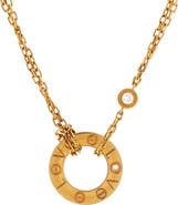 Pre-Owned Cartier 2 Diamonds Love Pendant Necklace 18K Yellow Gold and Diamonds