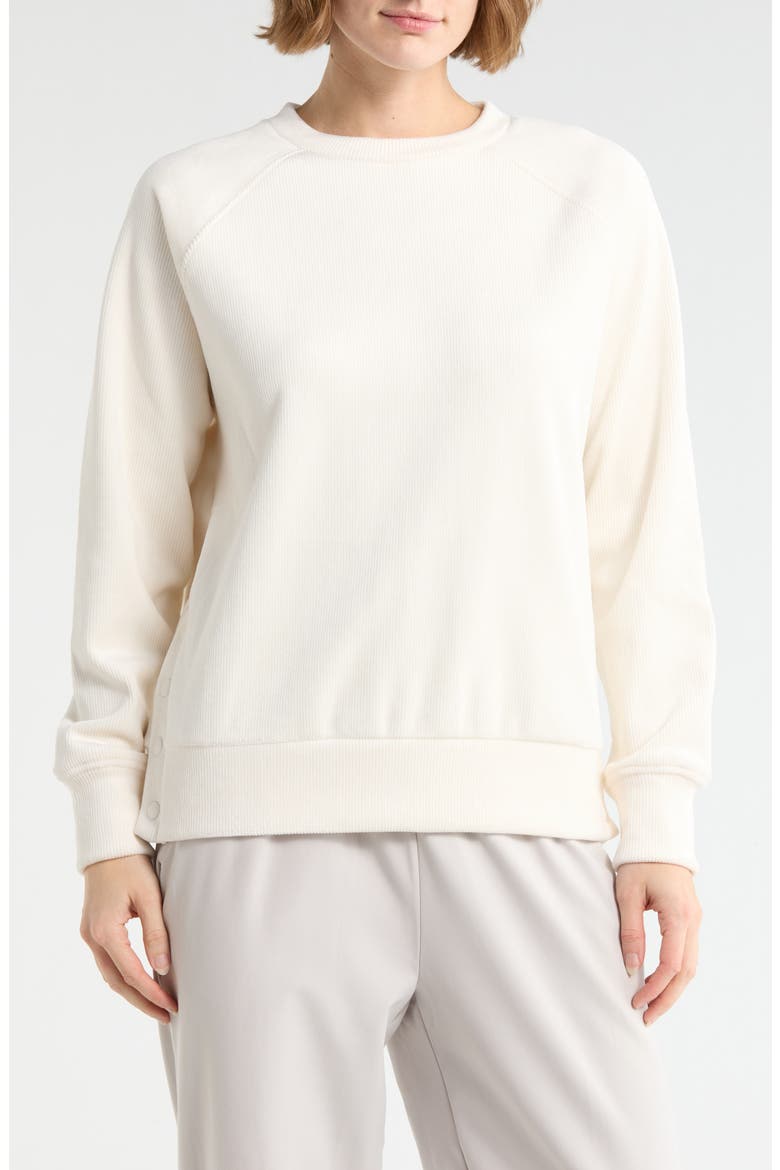 Sophie Dreamy Ribbed Velour Sweatshirt, Main, color, WHITE DOVE