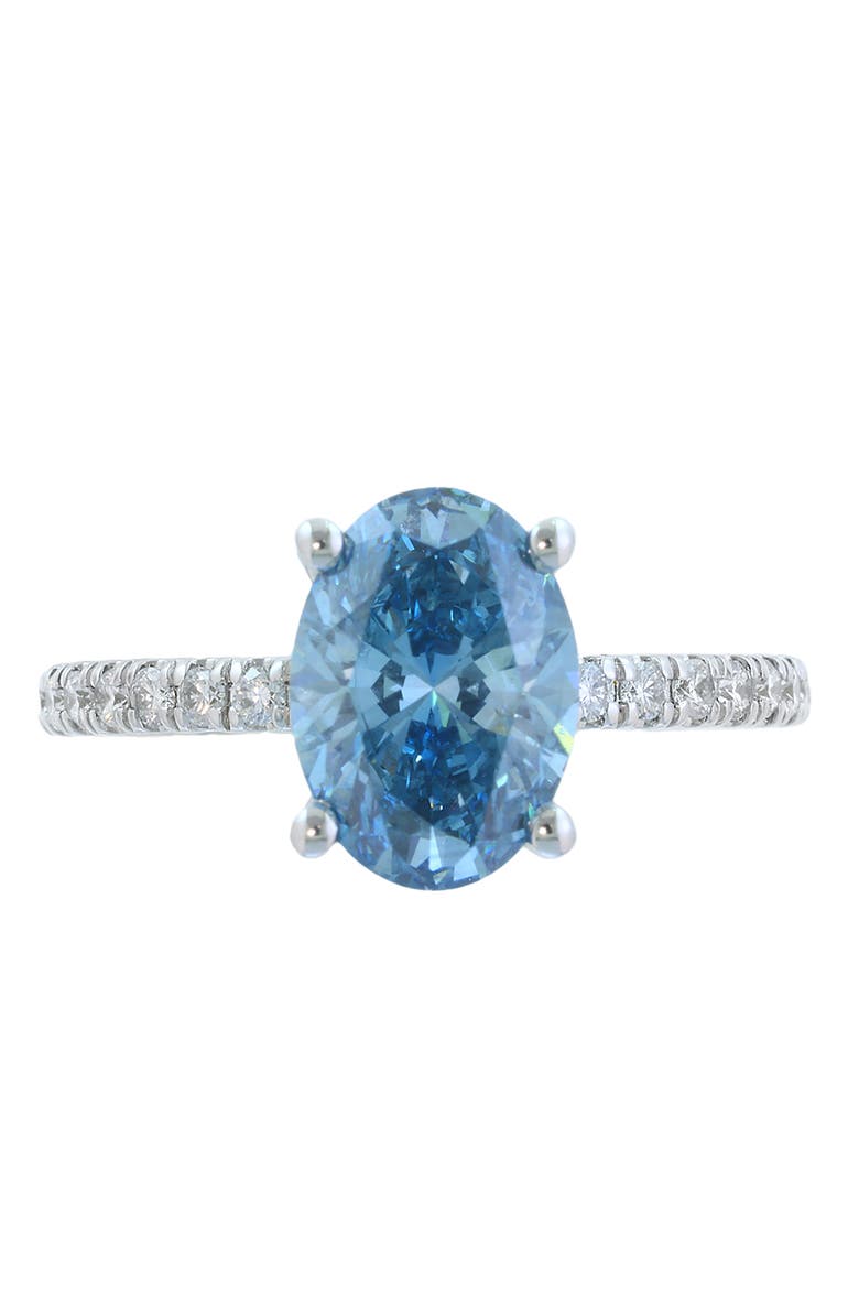 14K White Gold Lab Grown Diamond & Lab Grown Blue Diamond Oval Ring, Alternate, color, Hematite and FW Blush Pearl