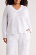 Eileen Fisher Organic Linen & Organic Cotton V-Neck Sweater