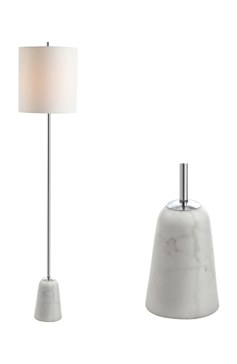 JONATHAN Y Lincoln 62.5" Marble/Metal LED Floor Lamp, White/Chrome, Main, color, Chrome