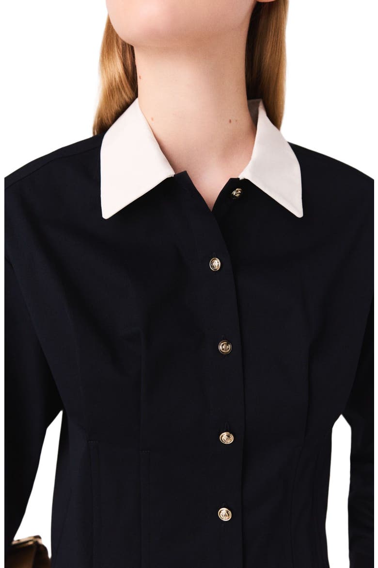 Cropped poplin shirt, Alternate, color, Navy