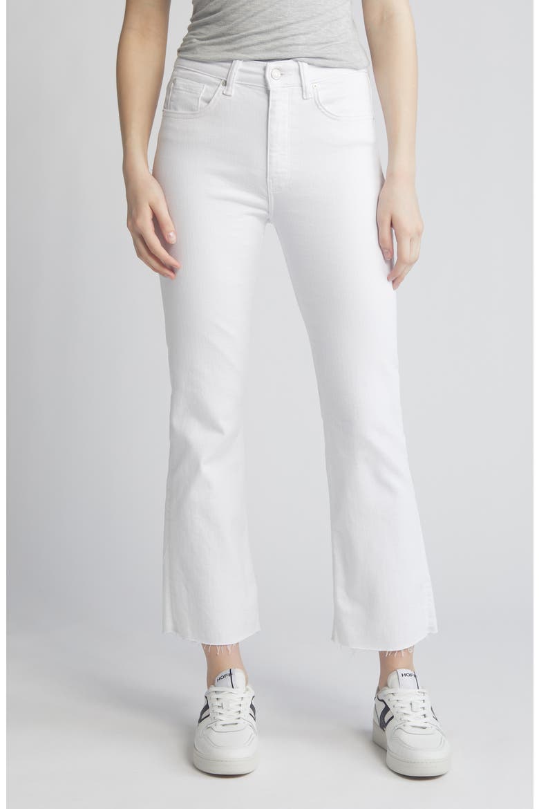 Anika Raw Hem Mid Waist Crop Flare Jeans, Main, color, WHITE LA BLUE