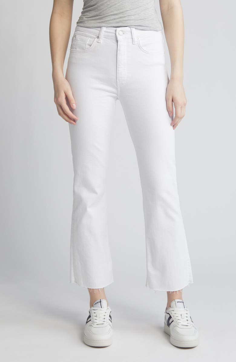 Mavi Jeans Anika Raw Hem High Waist Crop Flare Jeans, Main, color, White La Blue