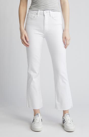 Mavi Jeans Anika Raw Hem High Waist Crop Flare Jeans In White La Blue