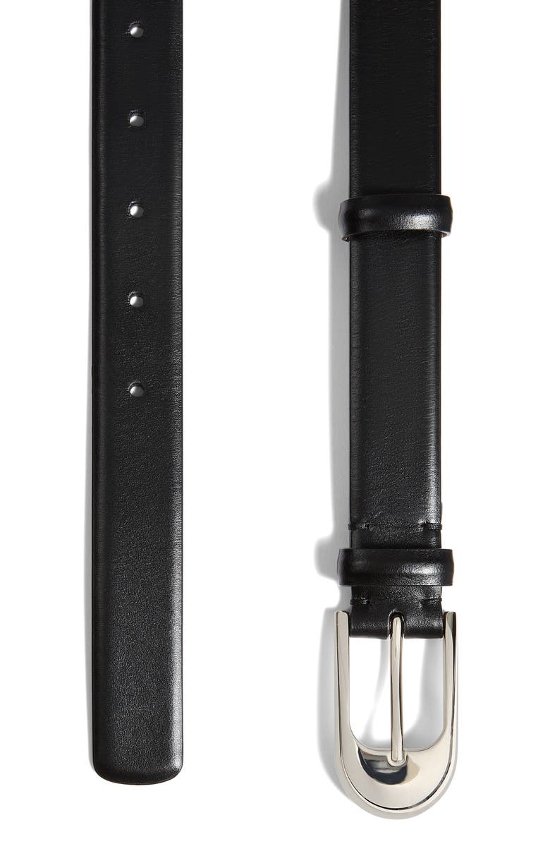 Khaite Dome Buckle Leather Belt, Alternate, color, Black