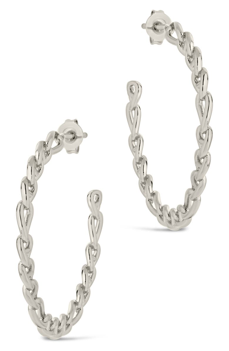 Sterling Forever Rylan Hoop Earrings, Alternate, color, Silver