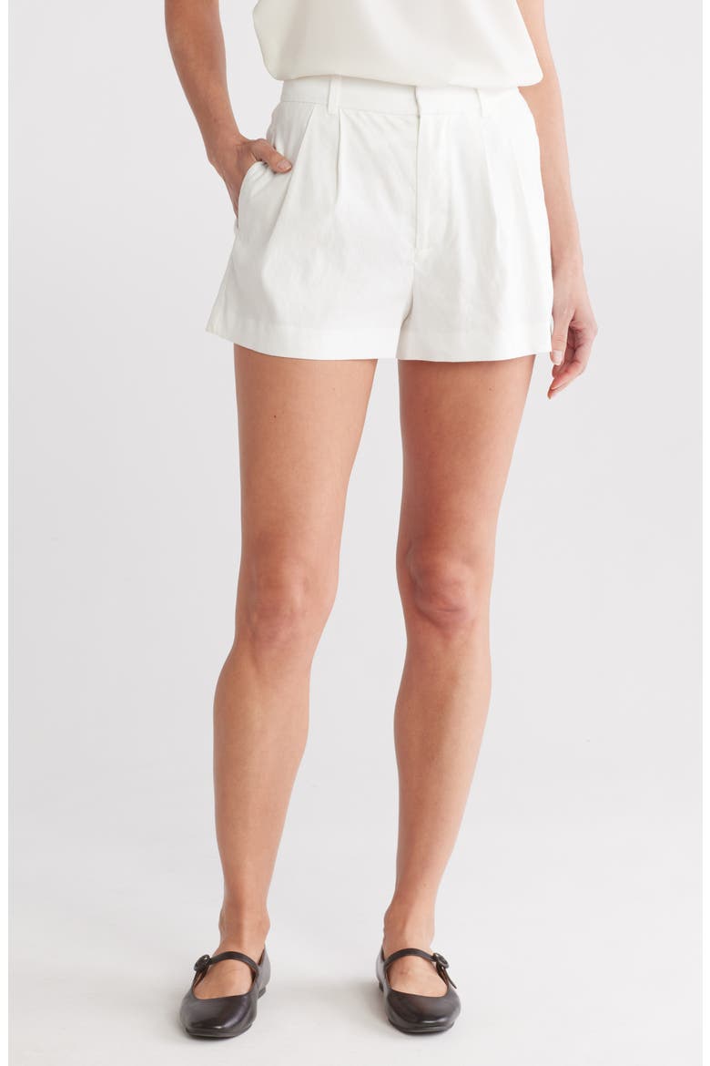 Conry Pleated Linen Blend Shorts, Main, color, OFF WHITE
