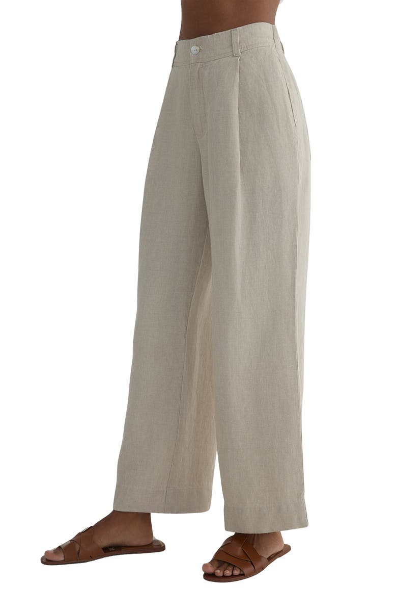 Bella Dahl Pleated High Waist Wide Leg Linen Pants, Alternate, color, 
