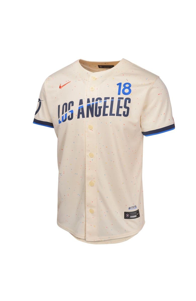 Nike Youth Nike Yoshinobu Yamamoto Cream Los Angeles Dodgers 2024 City Connect Limited Player Jersey, Alternate, color,