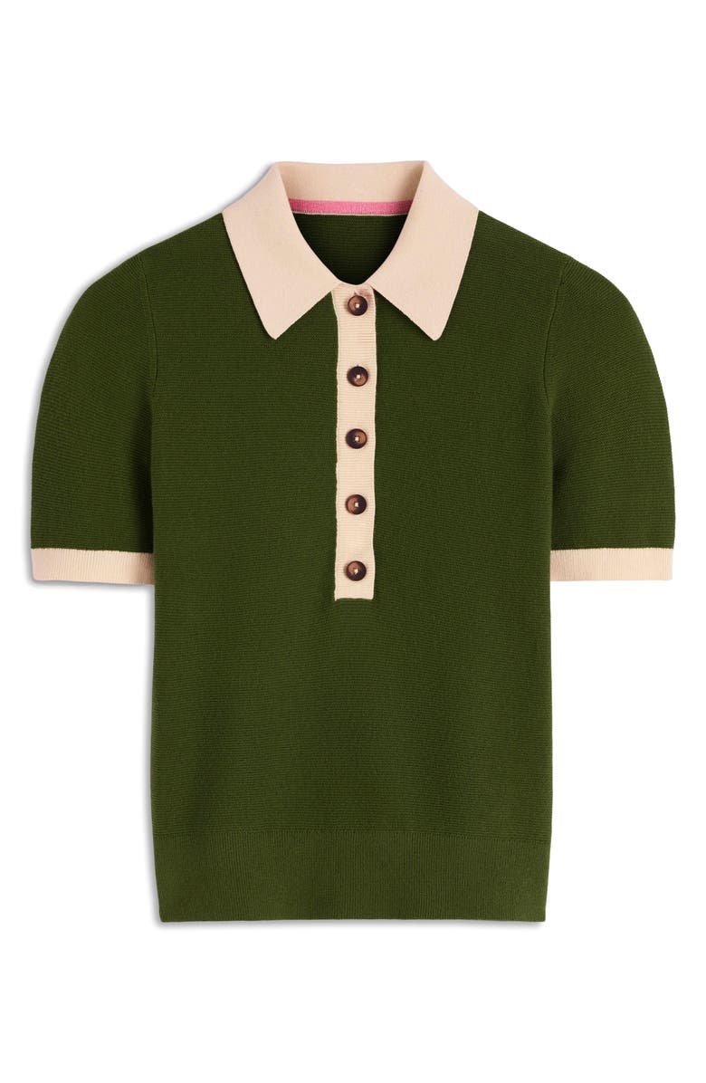 Boden Grace Colorblock Cotton & Cashmere Polo, Alternate, color, Courtyard Green