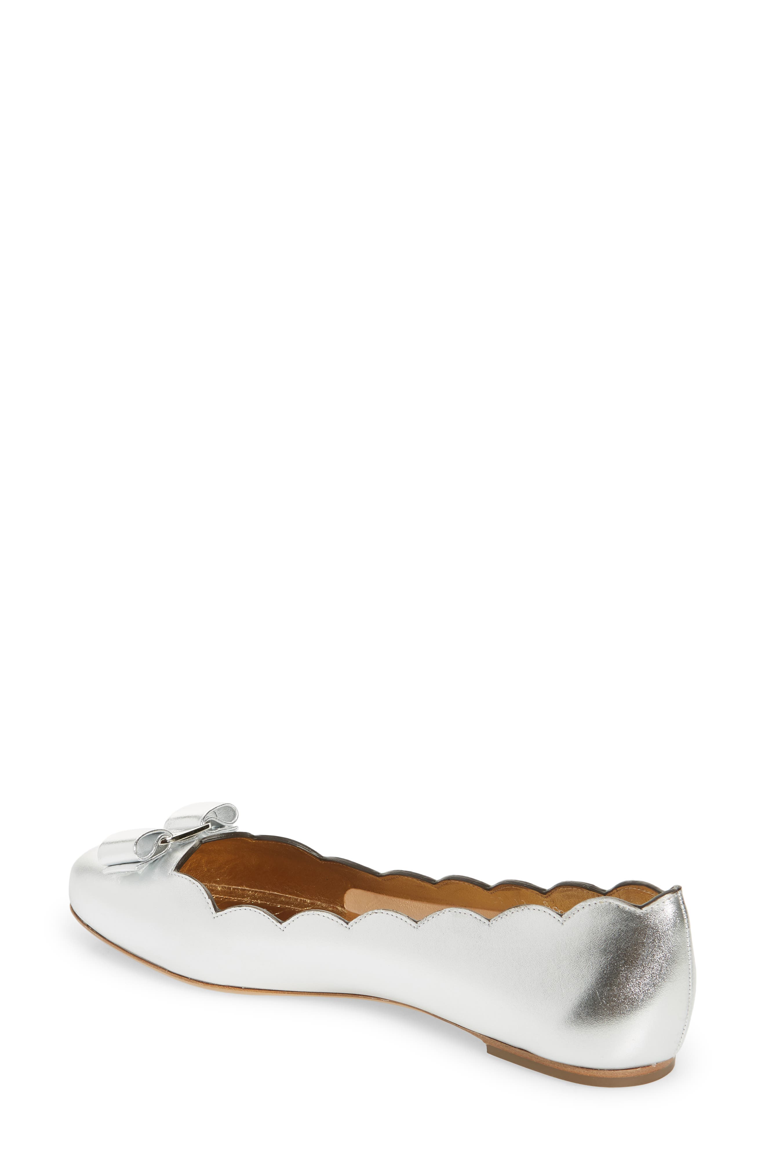 Salvatore Ferragamo Varina Shell Flat, Alternate, color, ARGENTO
