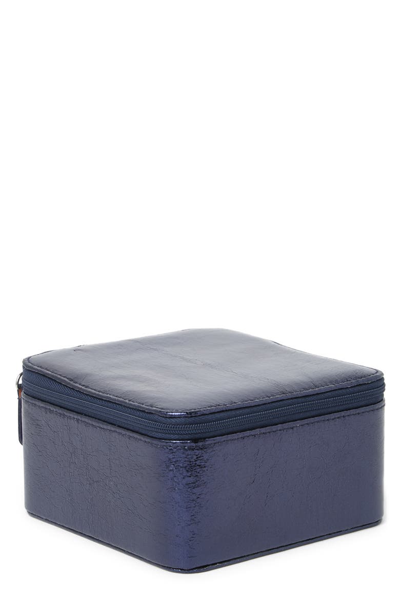 Medium Square Zip Jewelry Box, Alternate, color, NAVY