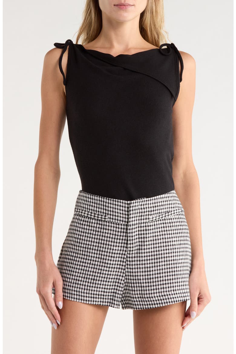 Emma Asymmetric Collar Knit Top, Main, color, BLACK