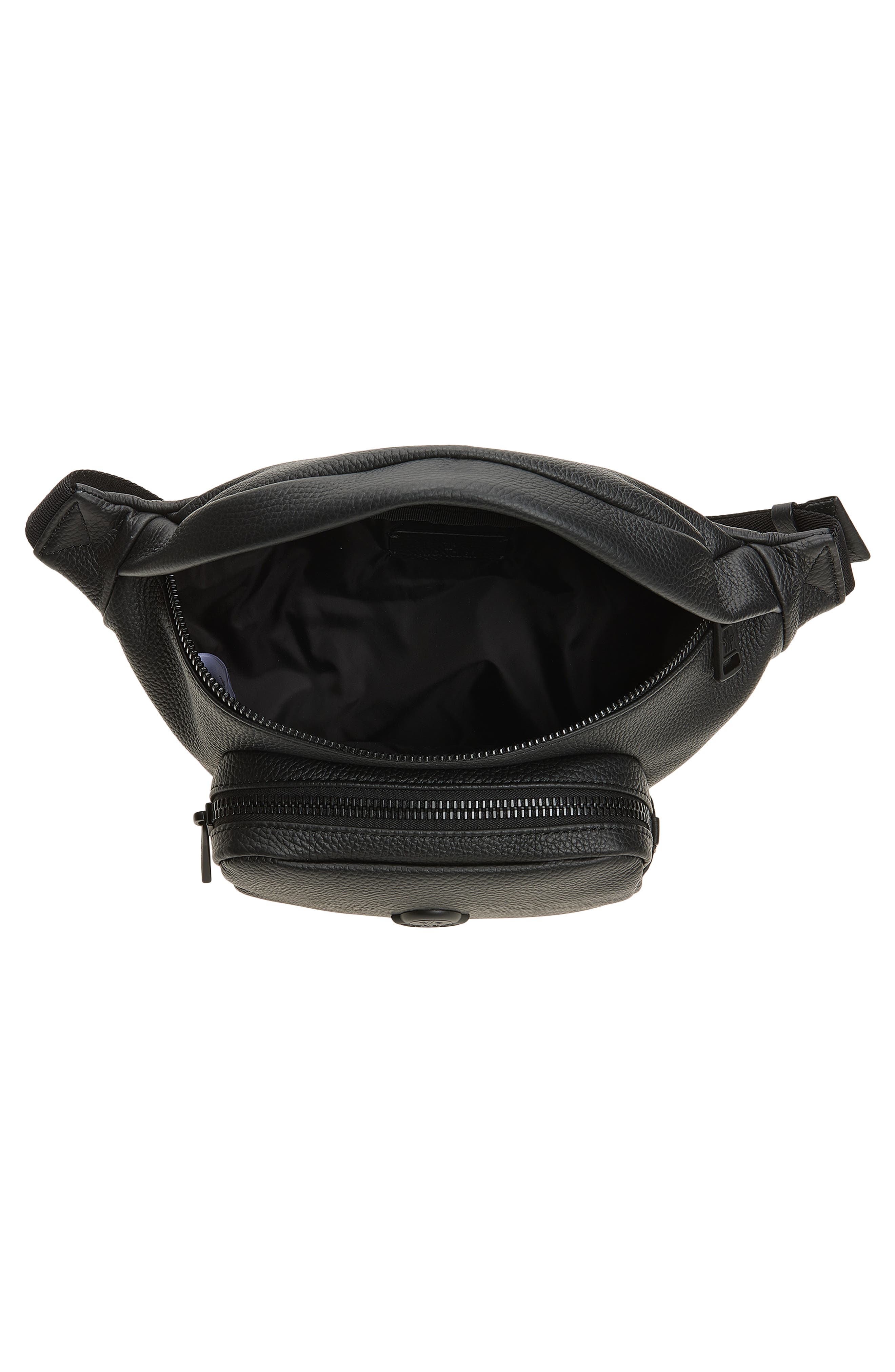 Moncler Durance Leather Belt Bag, Alternate, color, Black