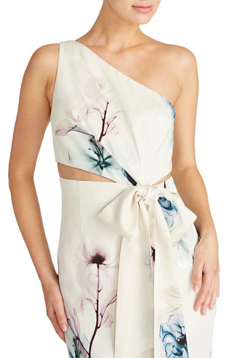 ML Monique Lhuillier Floral One-Shoulder Gown, Alternate, color, 