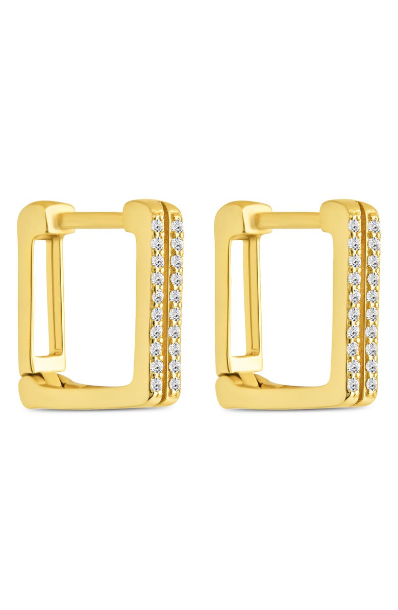 Sterling Forever Siena Pavé CZ Geometric Hoop Earrings, Main, color,