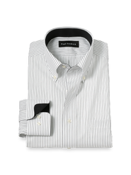 Paul Fredrick Cotton Buttondown Collar Broadcloth Classic Contrast Trim Button Cuff Long Sleeve Shirt