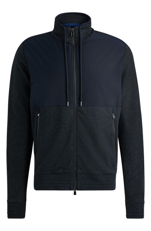 HUGO BOSS BOSS SHEPHERD MIXED MEDIA FULL ZIP SWEATSHIRT