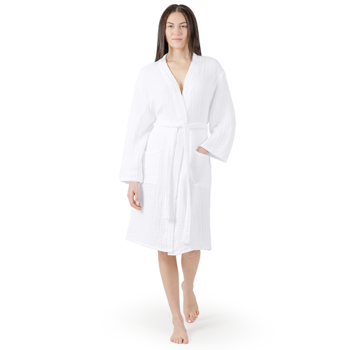 Comfy Cubs Adult Muslin Bathrobe In White
