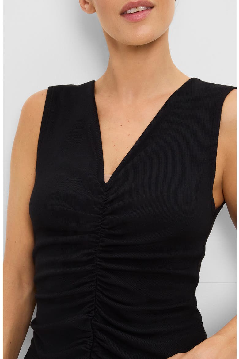 Lune Shirred Front Tank, Alternate, color, BLACK