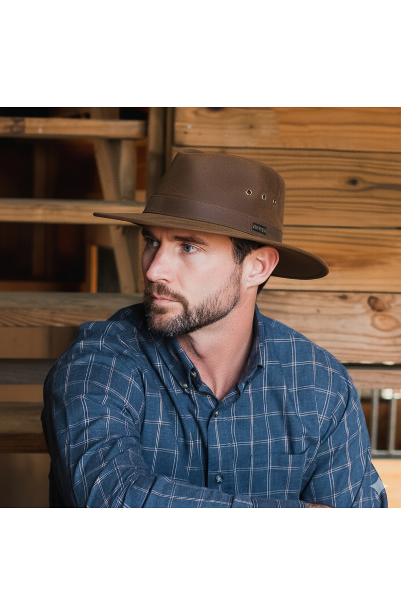 Kanut Sports Delano Men's Waxed Cotton Hat, Alternate, color, Chocolate