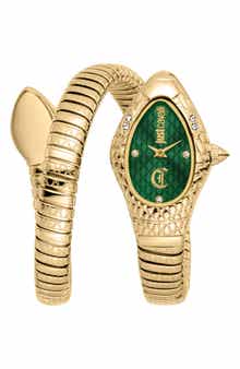 Just Cavalli Snake Wraparound Bracelet Watch, 20mm x 34.5mm