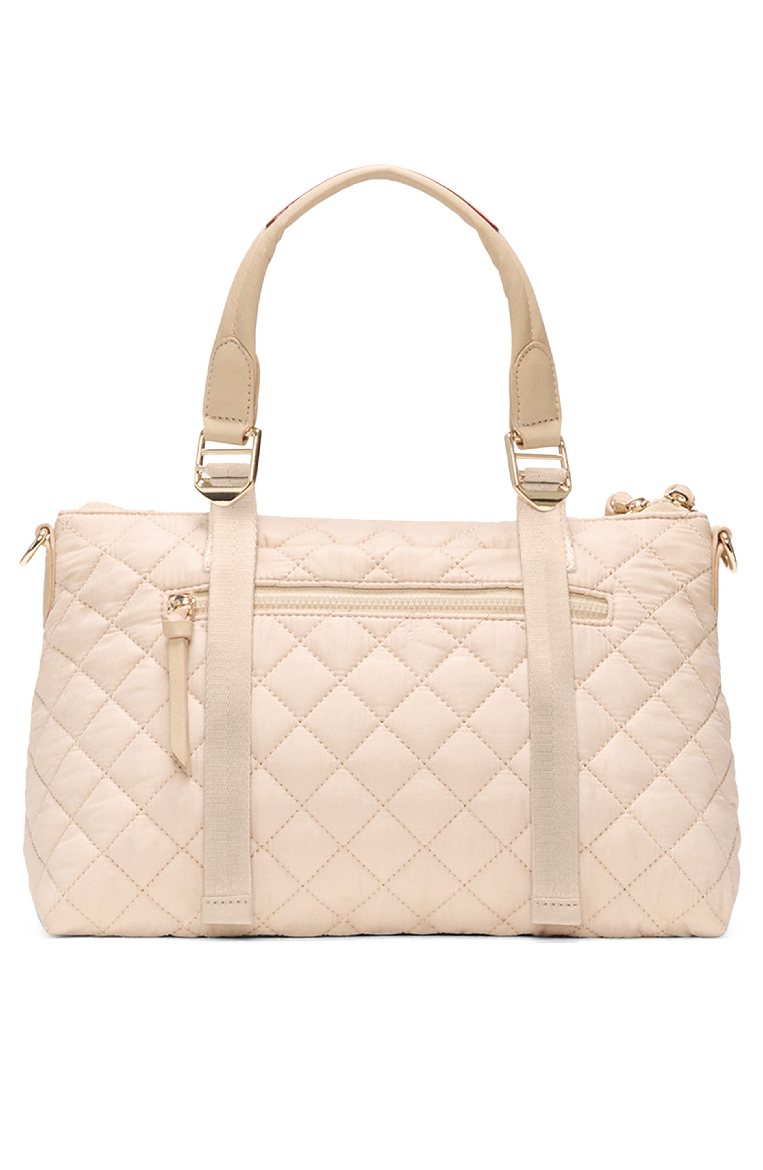 MZ Wallace Small Park Quilted Nylon Satchel, Alternate, color, Buff