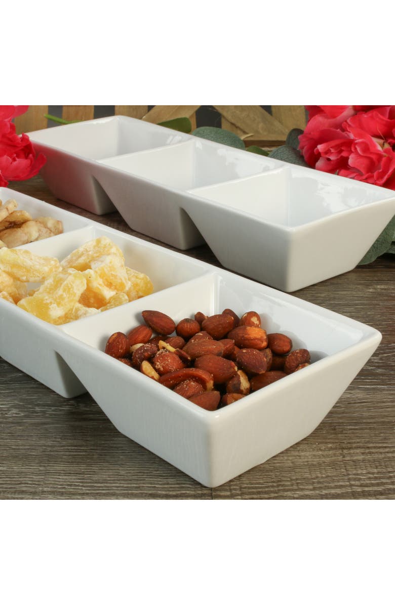 BIA Cordon Bleu Set of 2 3-Compartment Serving Bowls, Alternate, color, White