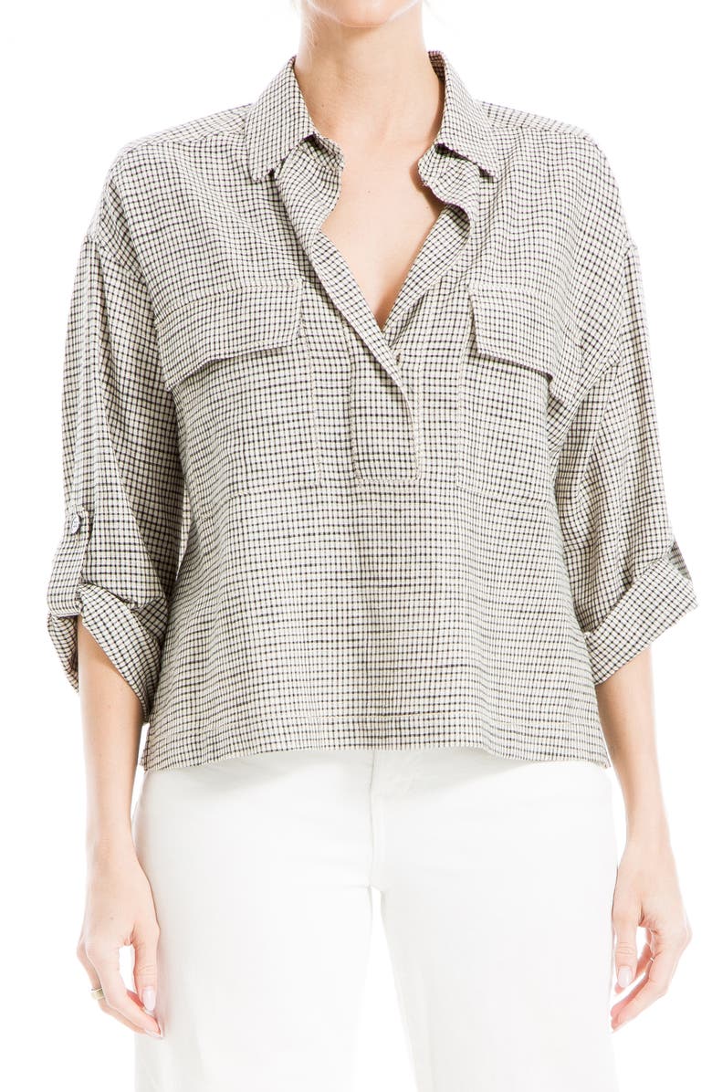 MAX STUDIO Minicheck Long Sleeve Top, Main, color, 