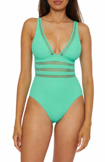 Becca Open Knit Inset One-Piece Swimsuit